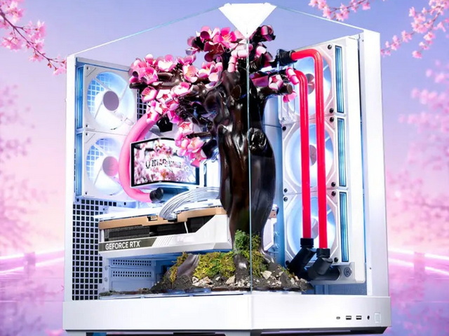Esta PC gamer tiene un cerezo de titanio que florece cuando el hardware se calienta Esta PC gamer tiene un cerezo de titanio que florece cuando el hardware se calienta